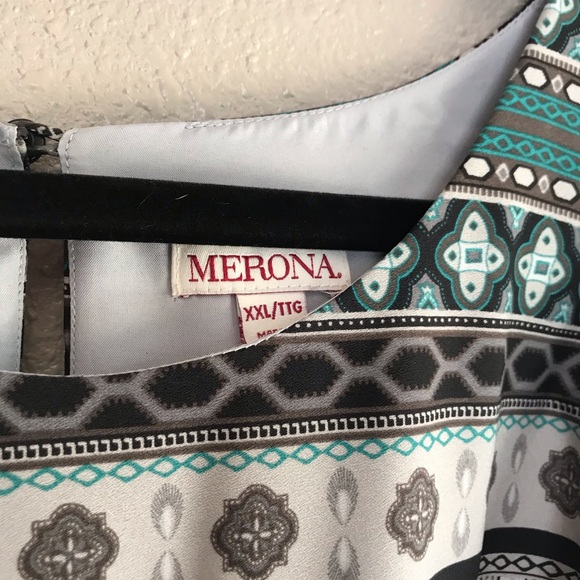 Merona Dress, XXL, Turquoise/Gray/Black - Picture 3 of 7
